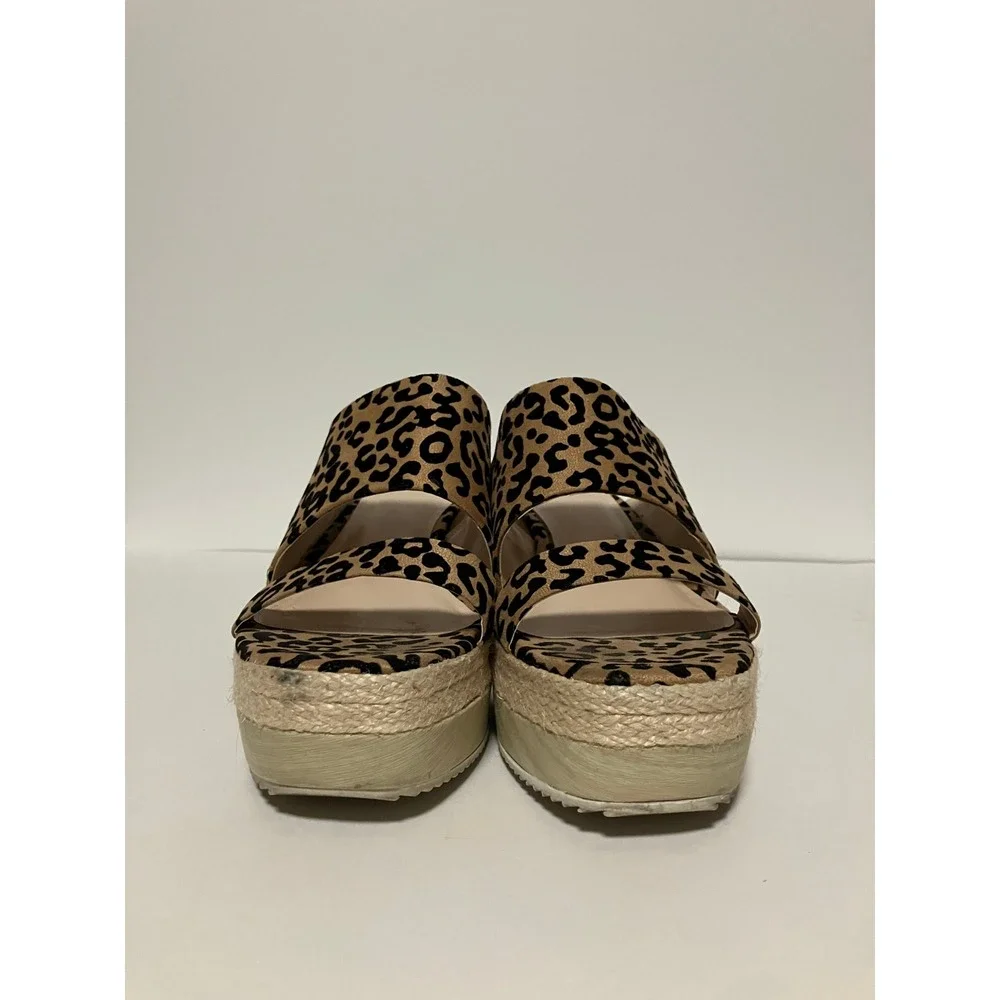 Fergalicious Womens Leopard Print Platform Wedge Sandals 9.5 Leopard Espadrille